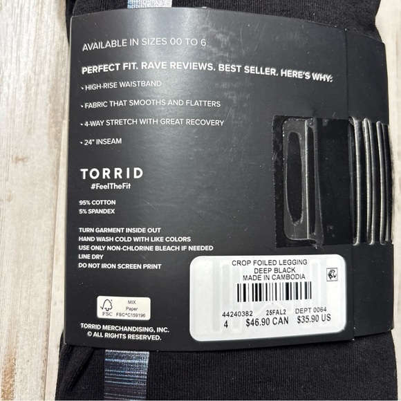Torrid Premium Crop Leggings Foiled Deep Black
Size 4X (26) NWT! - Picture 5 of 15